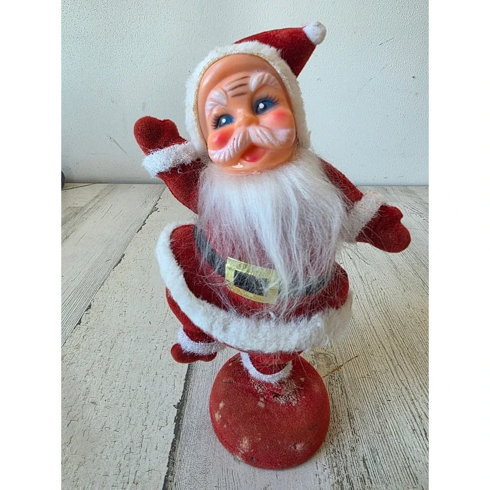 Antique felt Santa vintage standing red dancing Xmas decor